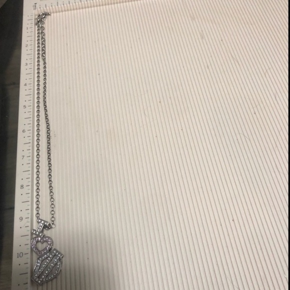 Harley-davidson Sterling White Pink Crystal Heart Bar Shield Pendant 19” / 1.8” - Picture 11 of 11